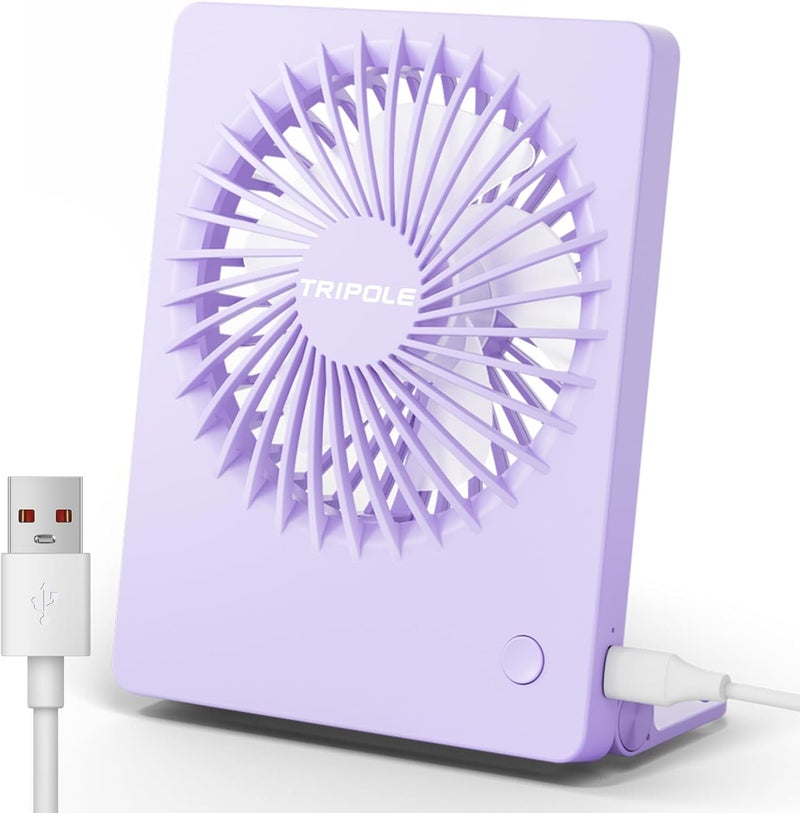 TriPole Mini Desk Fan USB Powered Portable Fan Small Personal Fan 3 Speeds Strong Airflow Table Fan for Travel Home Office Bedroom Desktop, 3.3ft Cable (No Battery, Purple) - Image 1